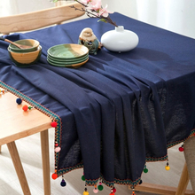 New Fashion European Ethnic Style Colorful Ball Tassel Cotton Tablecloth
