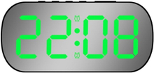 6637 LED Digital Display Temperature Electronic Clock Desktop Mirror Alarm Clock(Black Green Light)