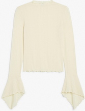 Ribbed top with bell sleeves - Beige