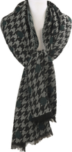 XL sjaal/omslagdoek met Pied-de-poule patroon in petrol