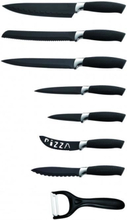 7-delad svart knivsats + Royalty Line keramisk skalare