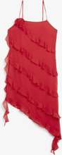 Ruffled midi slip dress - Red
