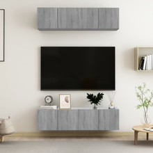vidaXL TV-benker vegg 4 stk grå sonoma 60x30x30 cm konstruert tre