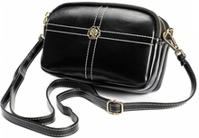 6061 Lady Retro Oil Wax Leather Shoulder Bag Large Capacity Square Bag(Black)