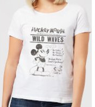 Disney Mickey Mouse Retro Poster Wild Waves Women's T-Shirt - White - S - White