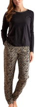 Trofe Zebra Long Sleeve Pyjama Sort mønstret bomuld Medium Dame