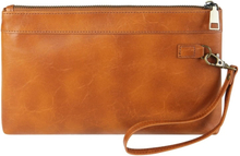 Simple Retro Leather Clutch Zipper Envelope Bag(Brown)