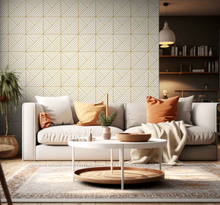 Gouden geometrische lijnen behang woonkamer