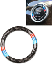 Car Carbon Fiber Soft Panel Engine Start Key Push Button Ring Trim Decorative Sticker for BMW E90 / E92 / E93 2005-2012
