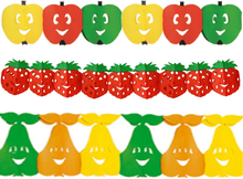 Gezond Fruit thema versiering thema slingers appel/aardbei/peer 3 meter per stuk