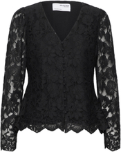 Slftara Ls Lace Top B Tops Blouses Long-sleeved Black Selected Femme