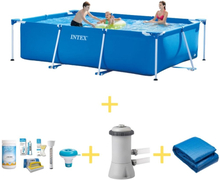 Intex swimmingpool - Rampool - 300 x 200 x 75 cm - Inklusive WAYS underhållspaket, filterpump och markduk