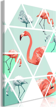 Lærredstryk Geometric Flamingos (1 del)