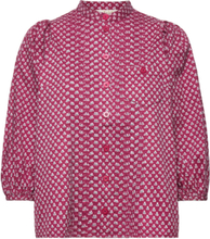 Structured Cotton Shirt Blouses Short-sleeved Multi/mønstret By Ti Mo*Betinget Tilbud