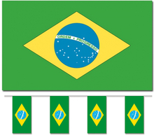 Bellatio Decorations - Vlaggen versiering set - Brazilie - Vlag 90 x 150 cm en vlaggenlijn 4 meter