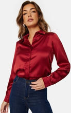 VILA Sateen L/S Shirt Red Dahlia Detail Co 38