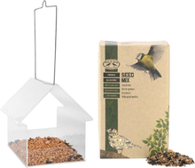 Vogelhuisje/voedertafel transparant kunststof 15 cm inclusief vogelvoer