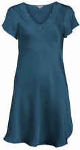 Lady Avenue Pure Silk Nightgown With Lace Petrol Seide Small Damen