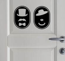 zelfklevende sticker met retro wc glazen deur