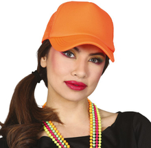 Carnaval baseballcap petje - fluor oranje - verkleed accessoires - volwassenen - Eighties/disco