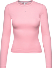Tjw Slim Essential Rib Ls Tops T-shirts & Tops Long-sleeved Pink Tommy Jeans