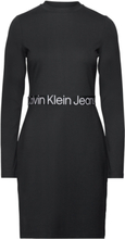 Logo Elastic Milano Ls Dress Kort Kjole Black Calvin Klein Jeans