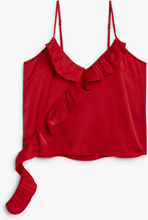 Frilled asymmetric sleeveless blouse - Red