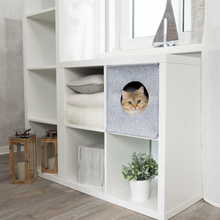 Kattgrotta Anton f IKEA hylla, filt, 33x33x37 cm, grå