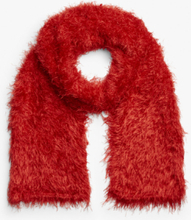 Hairy knitted scarf - Red