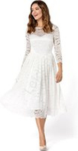 Koronkowa sukienka rozkloszowana w biało kremowym kolorze KM302