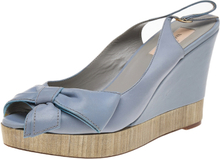 Pre-eide skinnbue detaljer slingback plattform kile sandaler