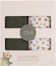Oh, Poppy! Holly Muslin Swaddle Blanket 2-p Green