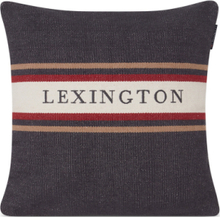 Striped Logo Recycled Cotton Pillow Cover Home Textiles Cushions & Blankets Cushion Covers Grey Lexington Home
