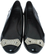 Pre-eide Brogue Glossy Leather Metal Arena Ballet Flats