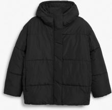 Oversized puffer jacket with hood - Black