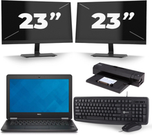 Dell Latitude E7240 - Intel Core i7-4e Generatie - 12 inch - 8GB RAM - 240GB SSD - Windows 10 Home + 2x 23 inch Monitor