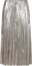 Metallic Pleated Skirt Lang Nederdel Silver Mango