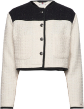 Cropped Tweed Jacket Blazers BouclÉ Blazers Cream Tommy Hilfiger