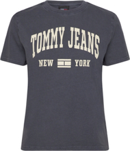 Tjw Reg Washed Varsity Tee Ext Tops T-shirts & Tops Short-sleeved Navy Tommy Jeans