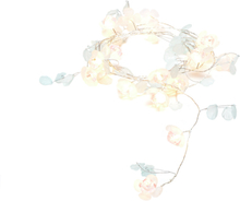 Ljusslinga Inomhus B/O Rosa/vita Blommor, 20 varmvita LED Gnosjö Konstsmide