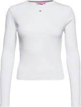 Tjw Bby Essential Rib Ls Tops T-shirts & Tops Long-sleeved White Tommy Jeans