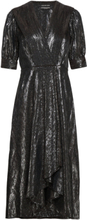 Silver Long Sleeved Dress With Pleat Detail Knælang Kjole Silver Scotch & Soda
