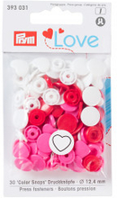 Prym Lov Color Snaps Tryckknappar Plasthjrta 12,4mm Bland. Rd/Rosa/V