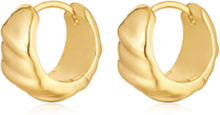 The Hammered Ridged Huggies- Gold Accessories Jewellery Earrings Hoops Gull LUV AJ*Betinget Tilbud