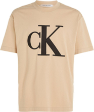 Perforated Monologo Tee T-shirts Short-sleeved Beige Calvin Klein Jeans*Betinget Tilbud