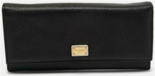 Dolce Gabbana Black Dauphine Leather Continental Wallet