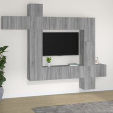 vidaXL Tv-skåp 9 delar grå sonoma konstruerat trä