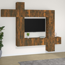 vidaXL Tv-skåp 9 delar rökfärgad ek konstruerat trä