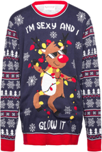 Sexy And I Glow It Tops Knitwear Round Necks Multi/patterned Christmas Sweats