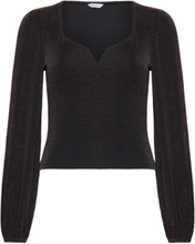 Rudina Sparkling Puff Sleeve Top Tops Blouses Long-sleeved Black Bubbleroom